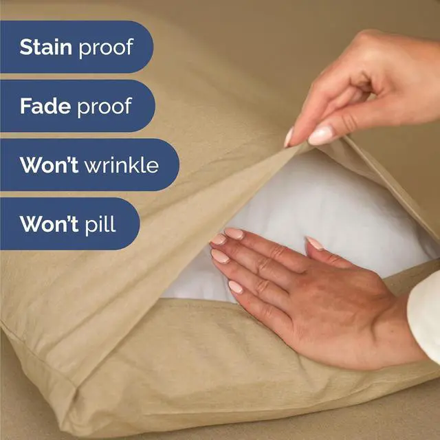 Alt view image 5 of 7 - Queen 6 Piece Sheet Set - Comfy Breathable & Cooling - Soft Hotel Luxury Bedding Set with 8-16 Inch Deep Pockets - 1 Flat & 1 Fitted Sheet & 4 Pillowcases - Wrinkle Free & Easy Care - Heathered Tan