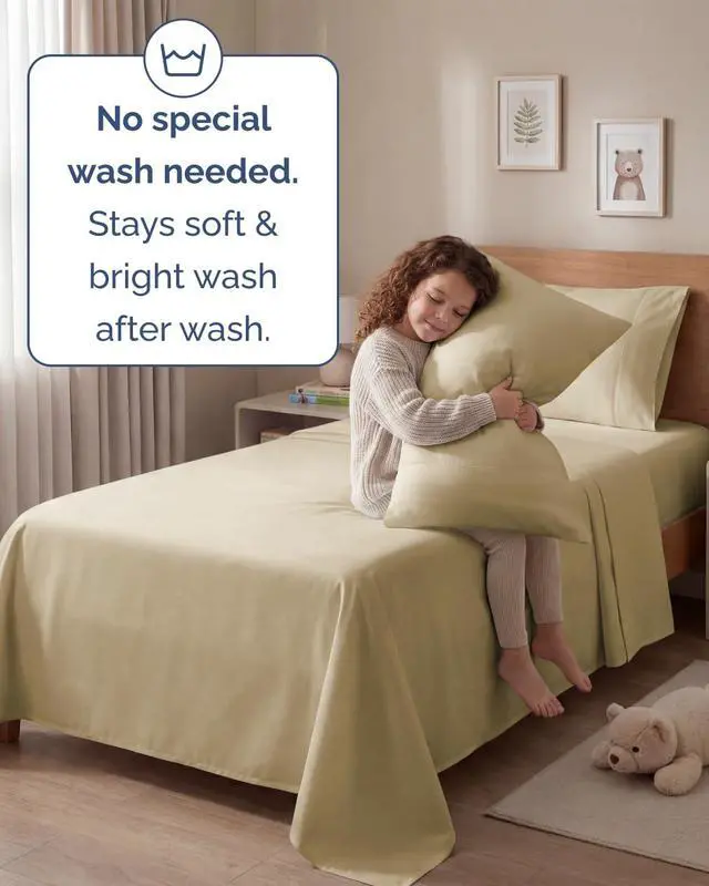 Alt view image 6 of 7 - Twin 4 Piece Sheet Set - Comfy Breathable & Cooling - Ultra Soft Hotel Luxury Bedding Set with 8-16 Inch Deep Pockets - 1 Flat & 1 Fitted Sheet & 2 Pillowcases - Cozy, Wrinkle Free & Easy Care - Beige