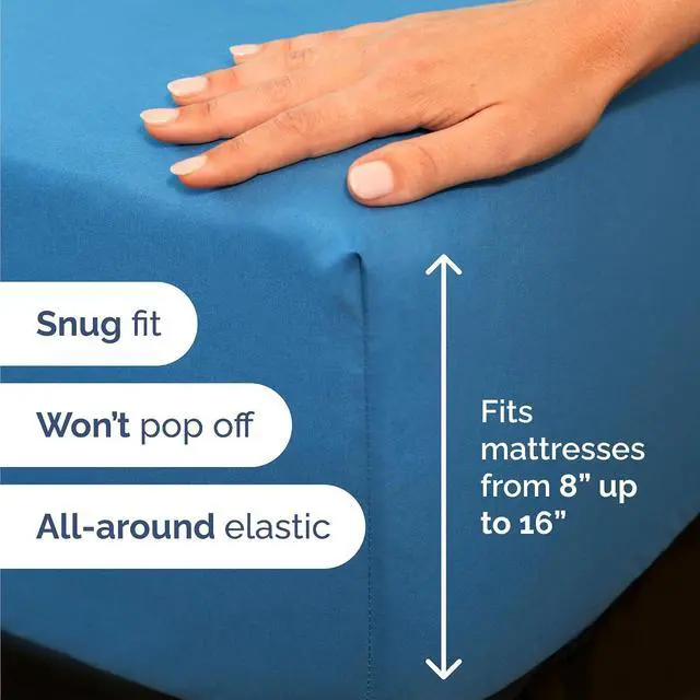 Alt view image 3 of 7 - Cal King 6 Piece Sheet Set - Comfy Breathable & Cooling - Soft Hotel Luxury Bedding Set with 8-16 Inch Deep Pockets - 1 Flat & 1 Fitted Sheet & 4 Pillowcases - Wrinkle Free & Easy Care - Denim Blue