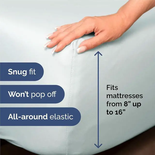 Alt view image 3 of 7 - King 6 Piece Sheet Set - Comfy Breathable & Cooling - Ultra Soft Hotel Luxury Bedding Set w/ 8-16 Inch Deep Pockets - 1 Flat & 1 Fitted Sheet & 4 Pillowcases - Wrinkle Free and Easy Care - Ice Blue
