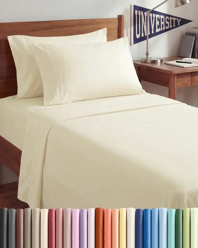 Main image of Twin XL 4 Piece Sheet Set - Comfy Breathable & Cooling - Ultra-Soft Hotel Luxury Bedding Set w/ 8-16 Inch Deep Pockets - 1 Flat & 1 Fitted Sheet & 2 Pillowcases - Wrinkle Free & Easy Care - Off White