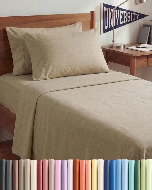 Main image of Twin XL 4 Piece Sheet Set - Comfy Breathable & Cooling - Soft Hotel Luxury Bedding Set w/ 8-16 Inch Deep Pockets - 1 Flat & 1 Fitted Sheet & 2 Pillowcases - Wrinkle Free & Easy Care - Heathered Beige
