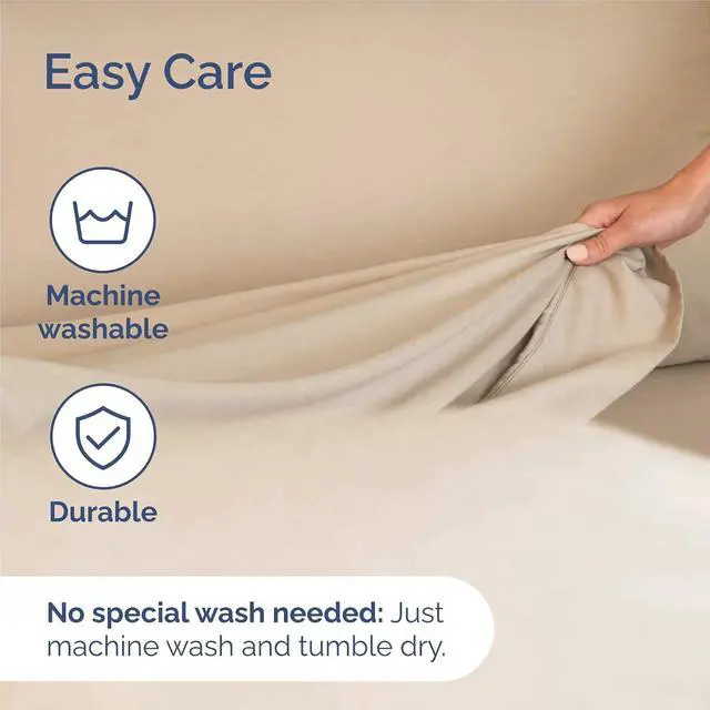 Alt view image 6 of 7 - Split King 7 Piece Sheet Set - Comfy Breathable & Cooling - Ultra-Soft Hotel Luxury Bedding Set w/ 8-16 Inch Deep Pockets - 1 Flat & 2 Fitted Sheet & 4 Pillowcases - Wrinkle Free & Easy Care - Cream