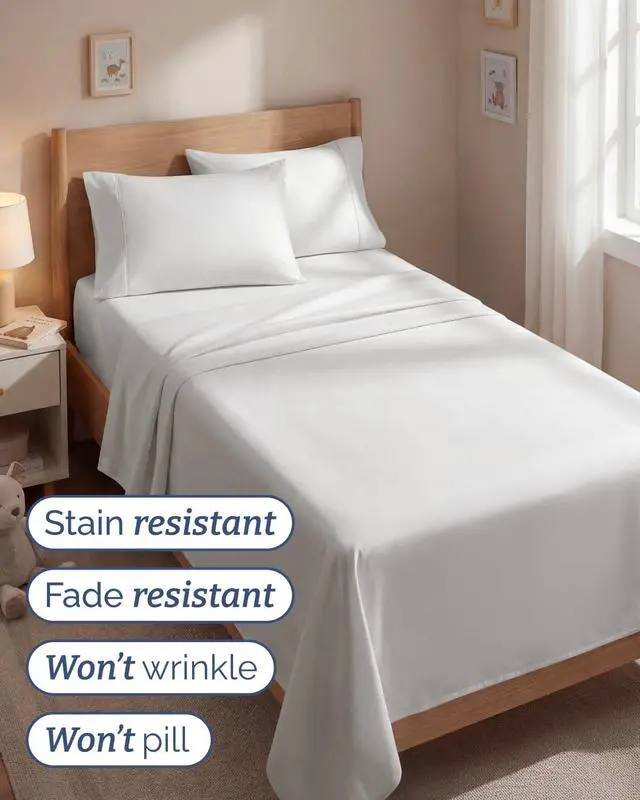 Alt view image 5 of 7 - Twin 4 Piece Sheet Set - Comfy Breathable & Cooling - Ultra Soft Hotel Luxury Bedding Set w/ 8-16 Inch Deep Pockets - 1 Flat & 1 Fitted Sheet & 2 Pillowcases - Wrinkle Free & Easy Care - Antique White