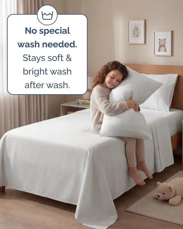 Alt view image 6 of 7 - Twin 4 Piece Sheet Set - Comfy Breathable & Cooling - Ultra Soft Hotel Luxury Bedding Set w/ 8-16 Inch Deep Pockets - 1 Flat & 1 Fitted Sheet & 2 Pillowcases - Wrinkle Free & Easy Care - Antique White