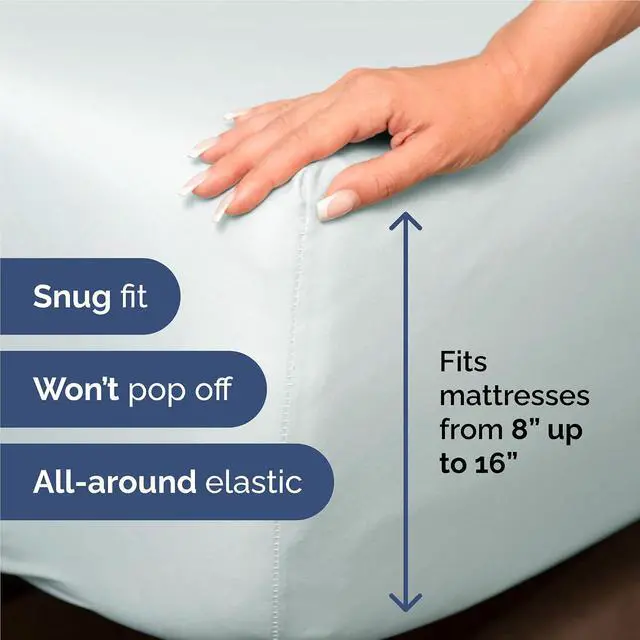 Alt view image 3 of 7 - Full 6 Piece Sheet Set - Comfy Breathable & Cooling - Ultra Soft Hotel Luxury Bedding Set w/ 8-16 Inch Deep Pockets - 1 Flat & 1 Fitted Sheet & 4 Pillowcases - Wrinkle Free and Easy Care - Ice Blue