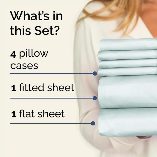 Alt view image 2 of 7 - Full 6 Piece Sheet Set - Comfy Breathable & Cooling - Ultra Soft Hotel Luxury Bedding Set w/ 8-16 Inch Deep Pockets - 1 Flat & 1 Fitted Sheet & 4 Pillowcases - Wrinkle Free and Easy Care - Ice Blue