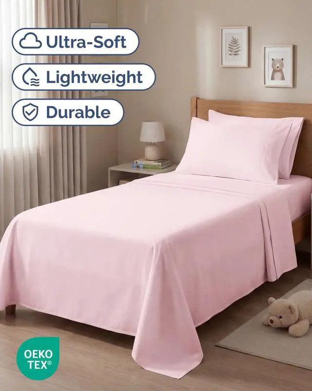 Alt view image 2 of 7 - Twin 4 Piece Sheet Set - Comfy Breathable & Cooling - Ultra Soft Hotel Luxury Bedding Set w/ 8-16 Inch Deep Pockets - 1 Flat & 1 Fitted Sheet & 2 Pillowcases - Wrinkle Free & Easy Care - Lavender Pink