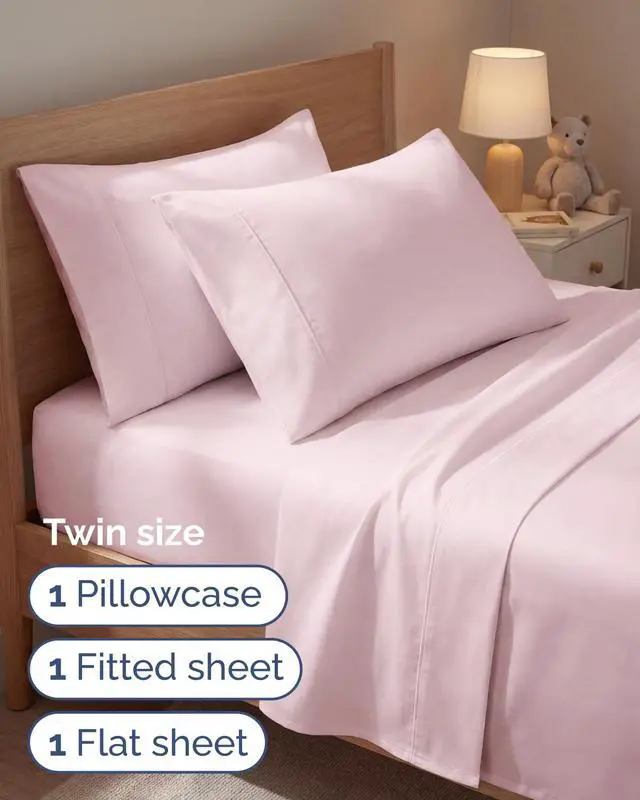 Alt view image 3 of 7 - Twin 4 Piece Sheet Set - Comfy Breathable & Cooling - Ultra Soft Hotel Luxury Bedding Set w/ 8-16 Inch Deep Pockets - 1 Flat & 1 Fitted Sheet & 2 Pillowcases - Wrinkle Free & Easy Care - Lavender Pink