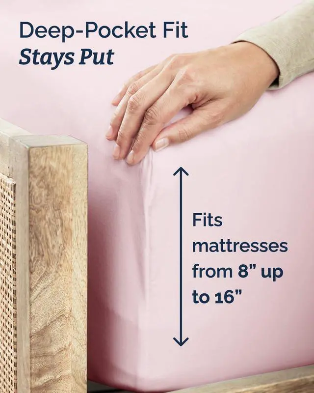 Alt view image 4 of 7 - Twin 4 Piece Sheet Set - Comfy Breathable & Cooling - Ultra Soft Hotel Luxury Bedding Set w/ 8-16 Inch Deep Pockets - 1 Flat & 1 Fitted Sheet & 2 Pillowcases - Wrinkle Free & Easy Care - Lavender Pink