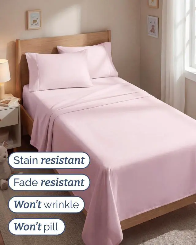 Alt view image 5 of 7 - Twin 4 Piece Sheet Set - Comfy Breathable & Cooling - Ultra Soft Hotel Luxury Bedding Set w/ 8-16 Inch Deep Pockets - 1 Flat & 1 Fitted Sheet & 2 Pillowcases - Wrinkle Free & Easy Care - Lavender Pink