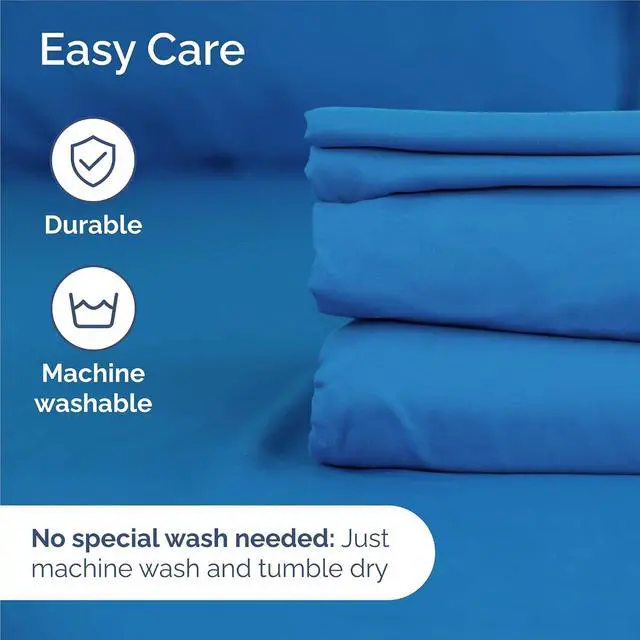 Alt view image 6 of 7 - Split King 7 Piece Sheet Set - Comfy Breathable & Cooling - Soft Hotel Luxury Bedding Set with 8-16 Inch Deep Pockets - 1 Flat & 2 Fitted Sheet & 4 Pillowcases - Wrinkle Free & Easy Care - Royal Blue