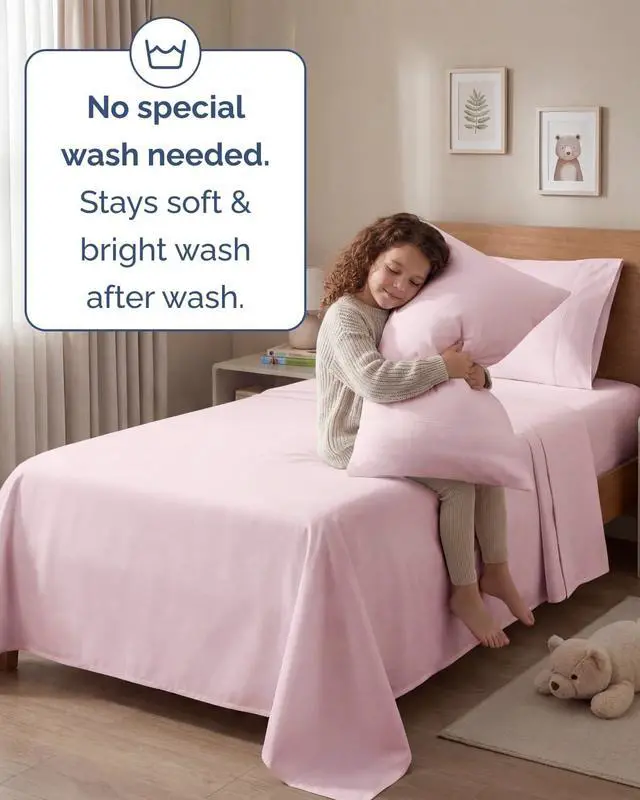 Alt view image 6 of 7 - Twin 4 Piece Sheet Set - Comfy Breathable & Cooling - Ultra Soft Hotel Luxury Bedding Set w/ 8-16 Inch Deep Pockets - 1 Flat & 1 Fitted Sheet & 2 Pillowcases - Wrinkle Free & Easy Care - Lavender Pink