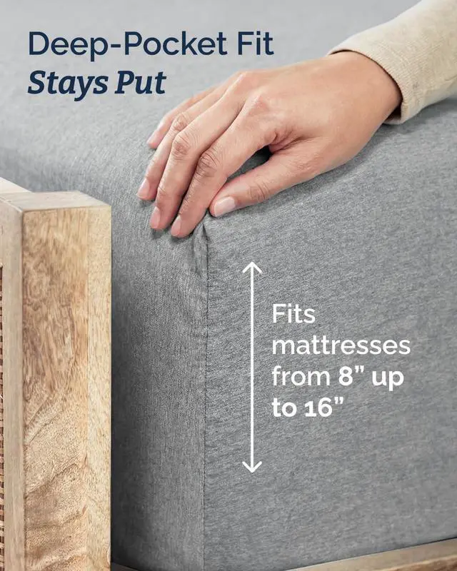 Alt view image 4 of 7 - Twin 4 Piece Sheet Set - Comfy Breathable & Cooling - Soft Hotel Luxury Bedding Set with 8-16 Inch Deep Pockets - 1 Flat & 1 Fitted Sheet & 2 Pillowcases - Wrinkle Free & Easy Care - Heathered Grey