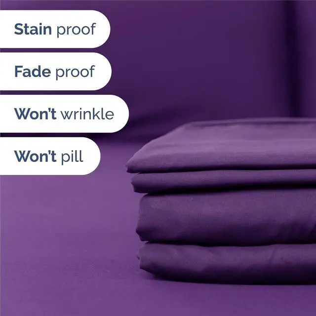 Alt view image 5 of 7 - King 6 Piece Sheet Set - Comfy Breathable & Cooling - Ultra Soft Hotel Luxury Bedding Set w/ 8-16 Inch Deep Pockets - 1 Flat & 1 Fitted Sheet & 4 Pillowcases - Cozy, Wrinkle Free & Easy Care - Purple