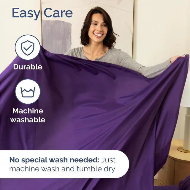 Alt view image 6 of 7 - King 6 Piece Sheet Set - Comfy Breathable & Cooling - Ultra Soft Hotel Luxury Bedding Set w/ 8-16 Inch Deep Pockets - 1 Flat & 1 Fitted Sheet & 4 Pillowcases - Cozy, Wrinkle Free & Easy Care - Purple