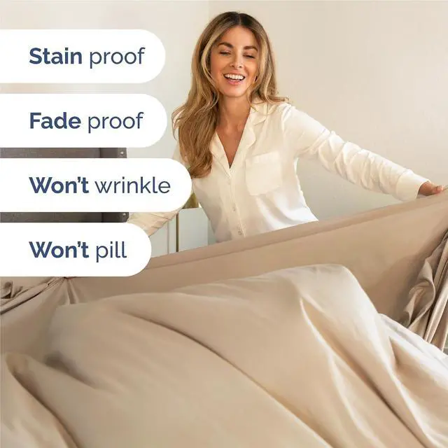 Alt view image 5 of 7 - Full 6 Piece Sheet Set - Comfy Breathable & Cooling - Ultra Soft Hotel Luxury Bedding Set with 8-16 Inch Deep Pockets - 1 Flat & 1 Fitted Sheet & 4 Pillowcases - Cozy, Wrinkle Free & Easy Care - Cream