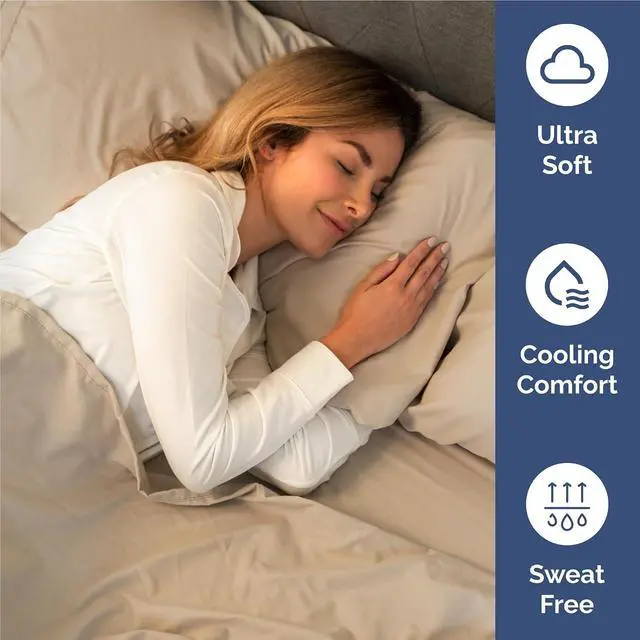 Alt view image 4 of 7 - Full 6 Piece Sheet Set - Comfy Breathable & Cooling - Ultra Soft Hotel Luxury Bedding Set with 8-16 Inch Deep Pockets - 1 Flat & 1 Fitted Sheet & 4 Pillowcases - Cozy, Wrinkle Free & Easy Care - Cream