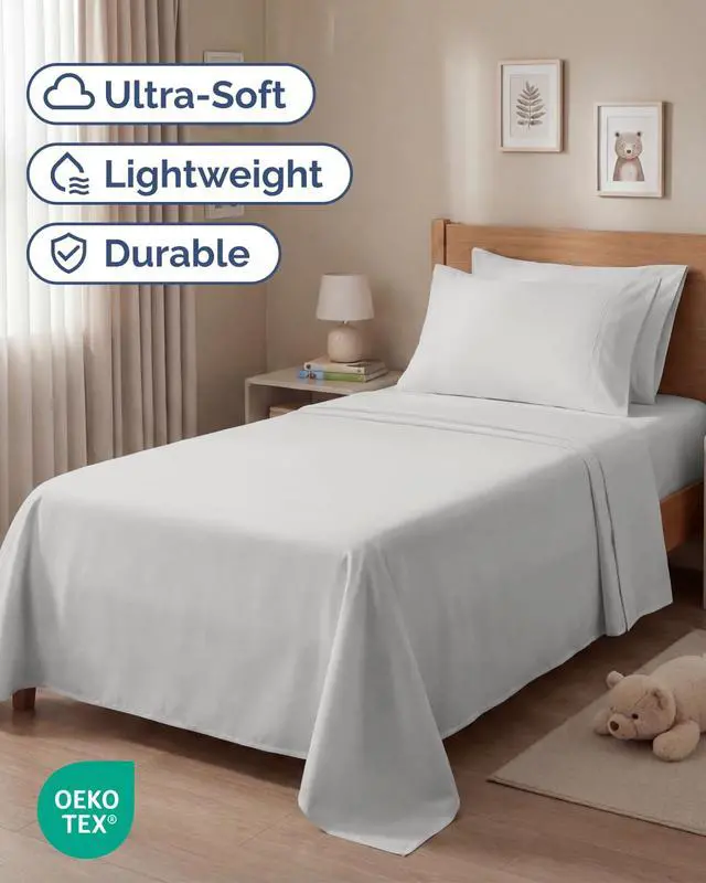 Alt view image 2 of 7 - Twin 4 Piece Sheet Set - Comfy Breathable & Cooling - Ultra-Soft Hotel Luxury Bedding Set w/ 8-16 Inch Deep Pockets - 1 Flat & 1 Fitted Sheet & 2 Pillowcases - Wrinkle Free & Easy Care - French Grey