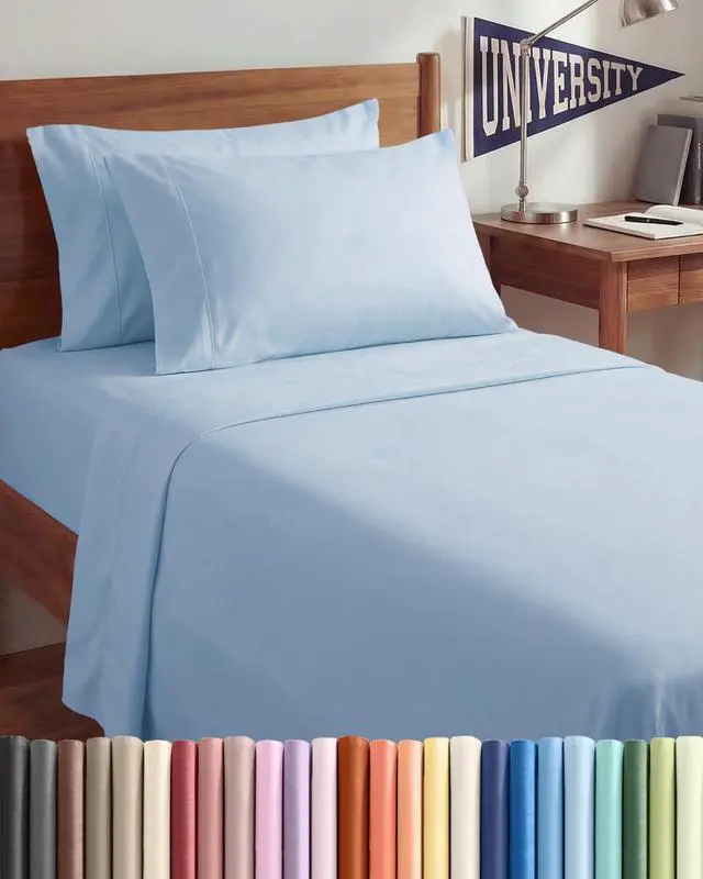 Main image of Twin XL 4 Piece Sheet Set - Comfy Breathable & Cooling - Ultra-Soft Hotel Luxury Bedding Set w/ 8-16 Inch Deep Pockets - 1 Flat & 1 Fitted Sheet & 2 Pillowcases - Wrinkle Free & Easy Care - Sky Blue