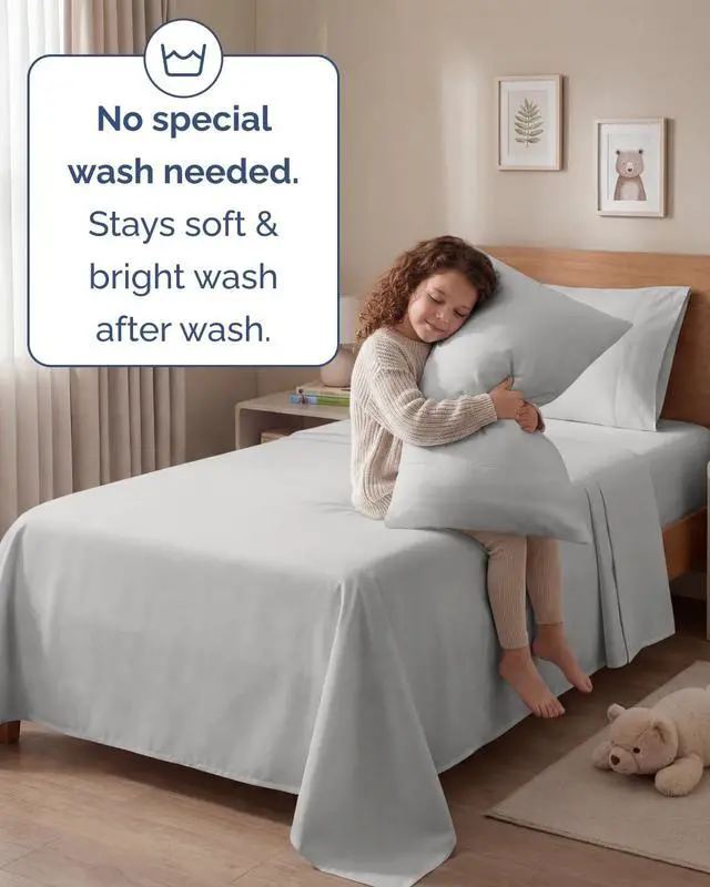 Alt view image 6 of 7 - Twin 4 Piece Sheet Set - Comfy Breathable & Cooling - Ultra-Soft Hotel Luxury Bedding Set w/ 8-16 Inch Deep Pockets - 1 Flat & 1 Fitted Sheet & 2 Pillowcases - Wrinkle Free & Easy Care - French Grey