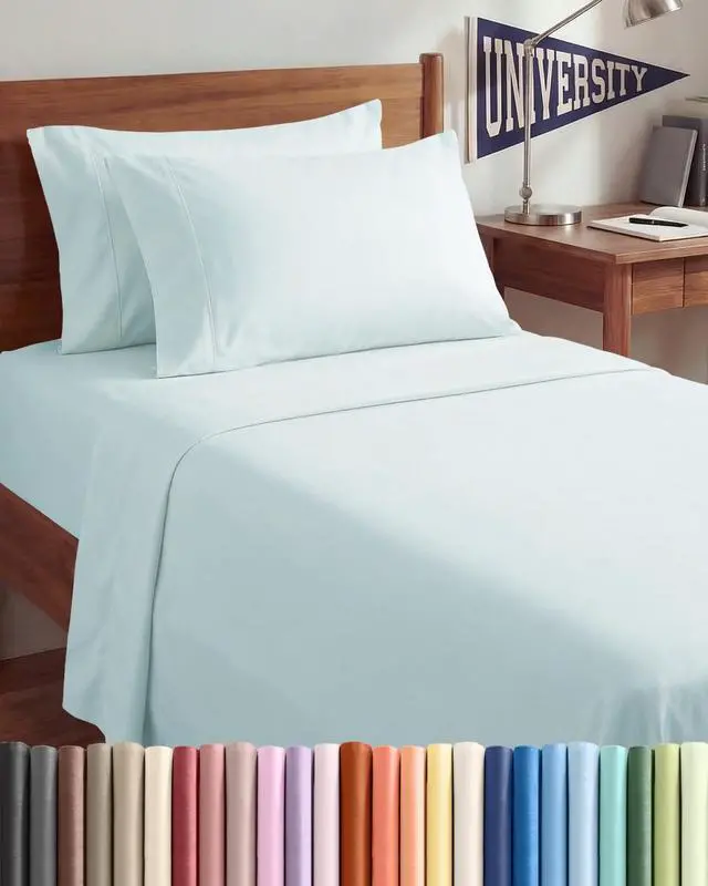 Main image of Twin XL 4 Piece Sheet Set - Comfy Breathable & Cooling - Ultra-Soft Hotel Luxury Bedding Set w/ 8-16 Inch Deep Pockets - 1 Flat & 1 Fitted Sheet & 2 Pillowcases - Wrinkle Free & Easy Care - Ice Blue