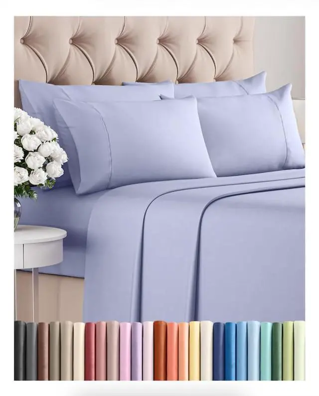 Main image of Full 6 Piece Sheet Set - Comfy Breathable & Cooling - Ultra Soft Hotel Luxury Bedding Set w/ 8-16 Inch Deep Pockets - 1 Flat & 1 Fitted Sheet & 4 Pillowcases - Wrinkle Free and Easy Care - Lavender