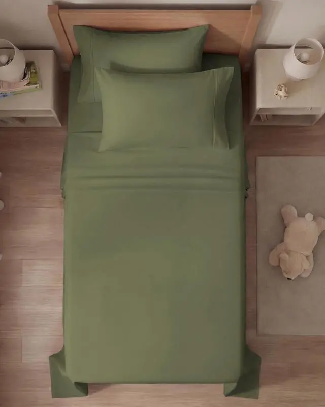 Alt view image 7 of 7 - Twin 4 Piece Sheet Set - Comfy Breathable & Cooling - Ultra-Soft Hotel Luxury Bedding Set with 8-16 Inch Deep Pockets - 1 Flat & 1 Fitted Sheet & 2 Pillowcases - Wrinkle Free & Easy Care - Sage Green