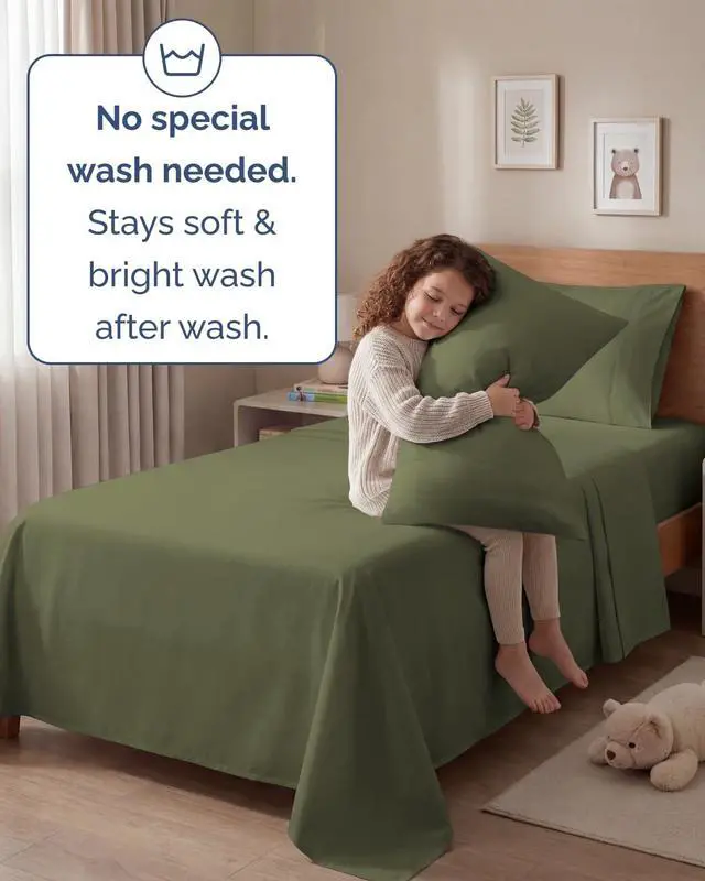 Alt view image 6 of 7 - Twin 4 Piece Sheet Set - Comfy Breathable & Cooling - Ultra-Soft Hotel Luxury Bedding Set with 8-16 Inch Deep Pockets - 1 Flat & 1 Fitted Sheet & 2 Pillowcases - Wrinkle Free & Easy Care - Sage Green