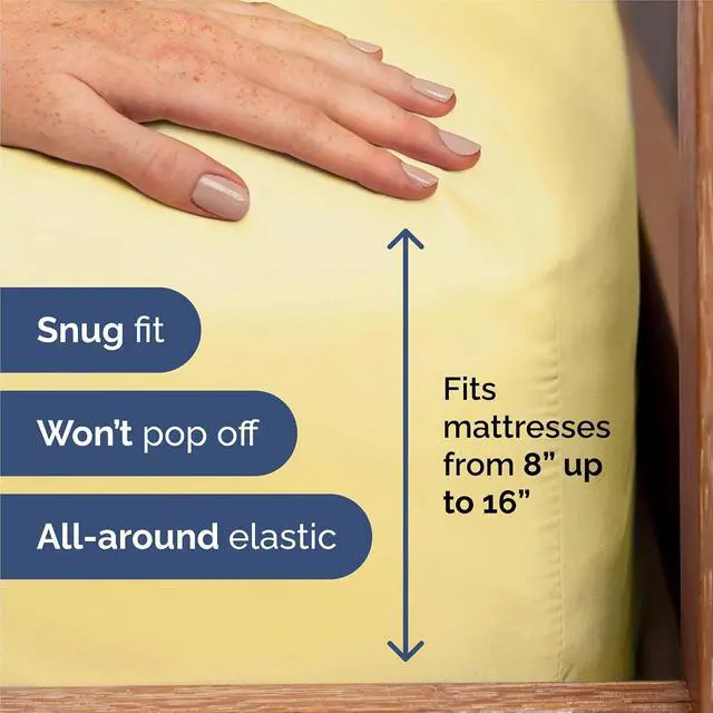 Alt view image 3 of 7 - King 6 Piece Sheet Set - Comfy Breathable & Cooling - Ultra Soft Hotel Luxury Bedding Set w/ 8-16 Inch Deep Pockets - 1 Flat & 1 Fitted Sheet & 4 Pillowcases - Cozy, Wrinkle Free & Easy Care - Yellow