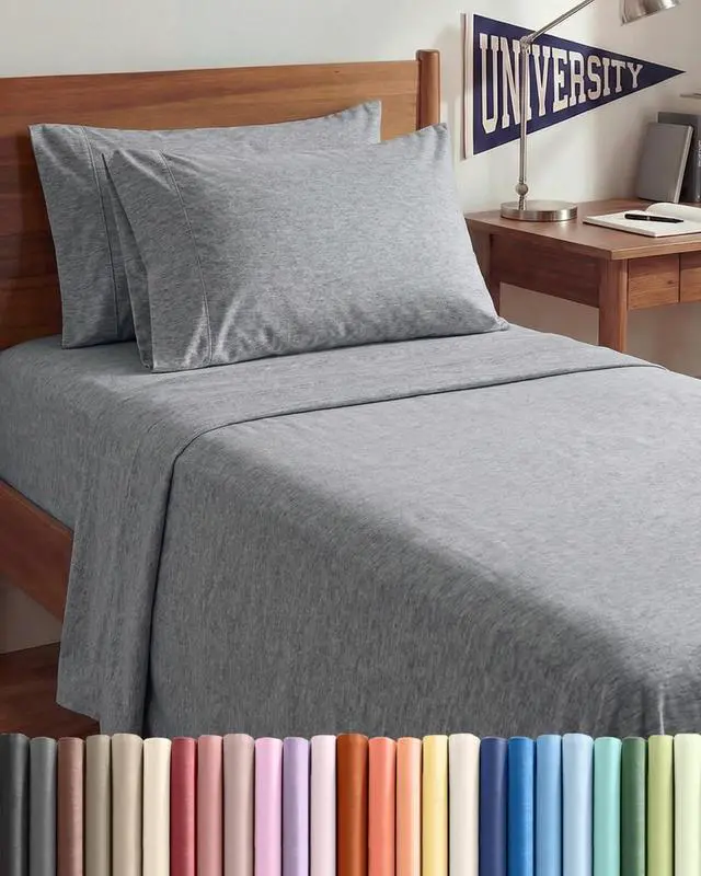 Main image of Twin XL 4 Piece Sheet Set - Comfy Breathable & Cooling - Soft Hotel Luxury Bedding Set with 8-16 Inch Deep Pockets - 1 Flat & 1 Fitted Sheet & 2 Pillowcases - Wrinkle Free & Easy Care - Heathered Grey