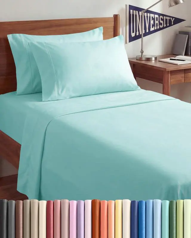Main image of Twin XL 4 Piece Sheet Set - Comfy Breathable & Cooling - Ultra-Soft Hotel Luxury Bedding Set w/ 8-16 Inch Deep Pockets - 1 Flat & 1 Fitted Sheet & 2 Pillowcases - Wrinkle Free & Easy Care - Spa Blue
