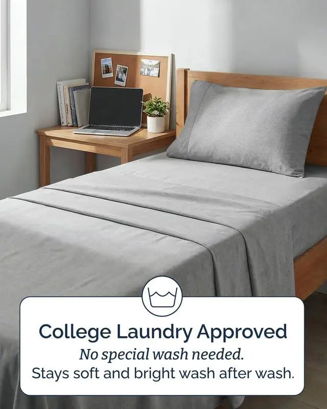 Alt view image 6 of 7 - Twin XL 4 Piece Sheet Set - Comfy Breathable & Cooling - Soft Hotel Luxury Bedding Set with 8-16 Inch Deep Pockets - 1 Flat & 1 Fitted Sheet & 2 Pillowcases - Wrinkle Free & Easy Care - Heathered Grey
