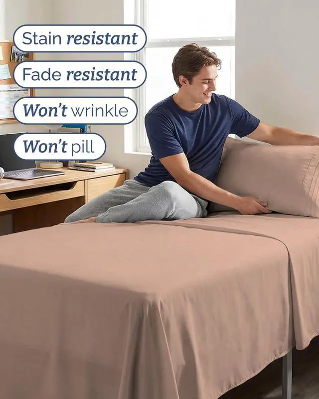 Alt view image 5 of 7 - Twin XL 4 Piece Sheet Set - Comfy Breathable & Cooling - Ultra Soft Hotel Luxury Bedding Set w/ 8-16 Inch Deep Pockets - 1 Flat & 1 Fitted Sheet & 2 Pillowcases - Wrinkle Free and Easy Care - Mauve