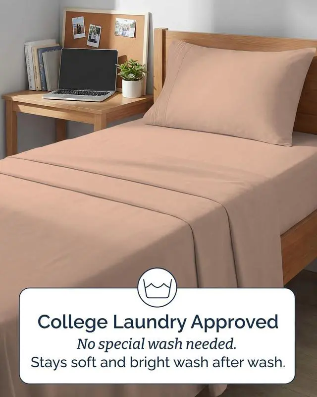 Alt view image 6 of 7 - Twin XL 4 Piece Sheet Set - Comfy Breathable & Cooling - Ultra Soft Hotel Luxury Bedding Set w/ 8-16 Inch Deep Pockets - 1 Flat & 1 Fitted Sheet & 2 Pillowcases - Wrinkle Free and Easy Care - Mauve