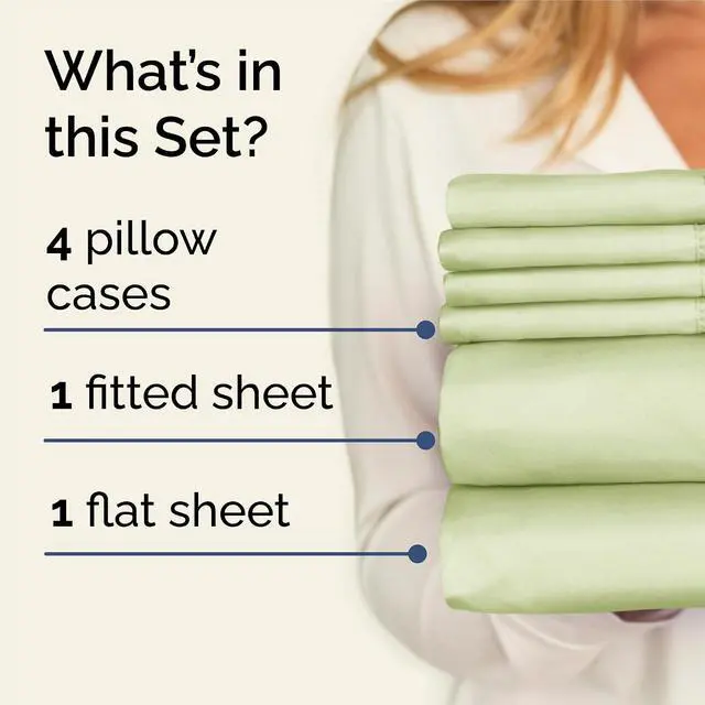 Alt view image 2 of 7 - King 6 Piece Sheet Set - Comfy Breathable & Cooling - Ultra-Soft Hotel Luxury Bedding Set with 8-16 Inch Deep Pockets - 1 Flat & 1 Fitted Sheet & 4 Pillowcases - Wrinkle Free & Easy Care - Light Sage