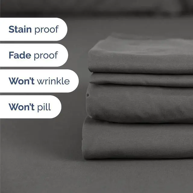 Alt view image 5 of 7 - Queen 6 Piece Sheet Set - Comfy Breathable & Cooling - Ultra-Soft Hotel Luxury Bedding Set with 8-16 Inch Deep Pockets - 1 Flat & 1 Fitted Sheet & 4 Pillowcases - Wrinkle Free & Easy Care - Charcoal
