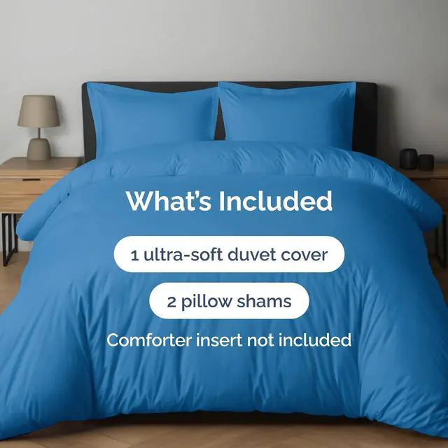 Alt view image 2 of 7 - Duvet Cover Queen Size Set - Extra Soft Queen Duvet Cover 90" x 90" with 2 Pillow Shams for Women, Men, Kids & Teens - Hotel Luxury w/ Zipper Closures & Ties - Comfy, Cozy & Breathable (Denim Blue)