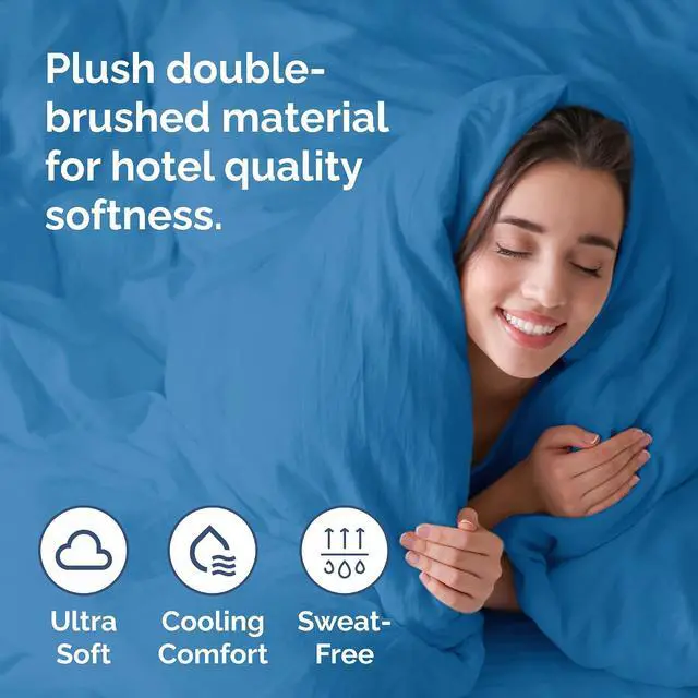 Alt view image 3 of 7 - Duvet Cover Queen Size Set - Extra Soft Queen Duvet Cover 90" x 90" with 2 Pillow Shams for Women, Men, Kids & Teens - Hotel Luxury w/ Zipper Closures & Ties - Comfy, Cozy & Breathable (Denim Blue)