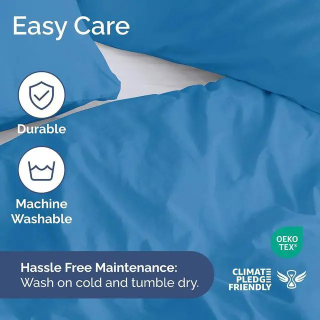 Alt view image 6 of 7 - Duvet Cover Queen Size Set - Extra Soft Queen Duvet Cover 90" x 90" with 2 Pillow Shams for Women, Men, Kids & Teens - Hotel Luxury w/ Zipper Closures & Ties - Comfy, Cozy & Breathable (Denim Blue)
