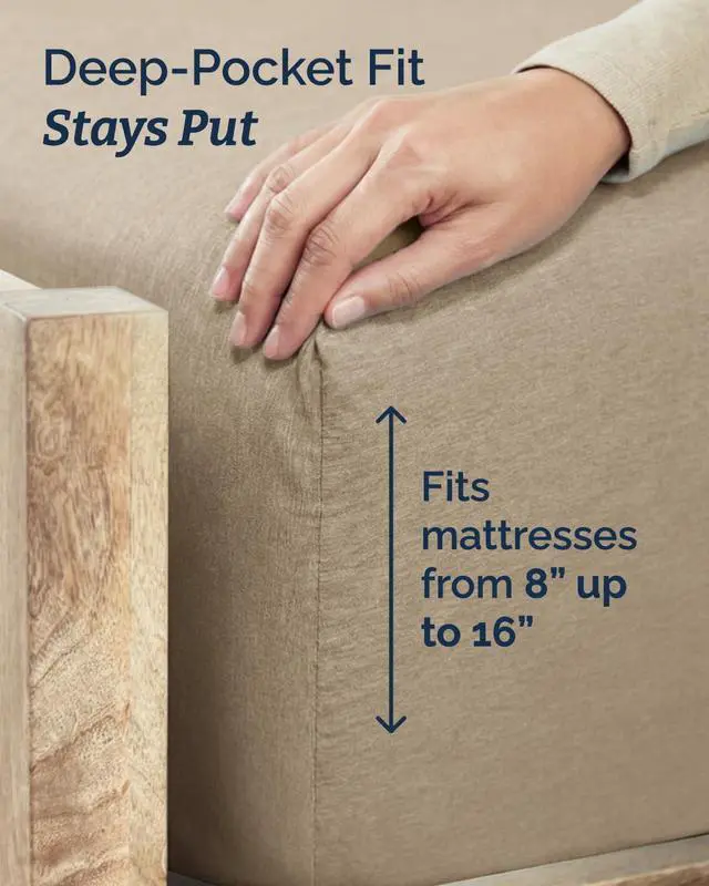 Alt view image 4 of 7 - Twin 4 Piece Sheet Set - Comfy Breathable & Cooling - Soft Hotel Luxury Bedding Set with 8-16 Inch Deep Pockets - 1 Flat & 1 Fitted Sheet & 2 Pillowcases - Wrinkle Free & Easy Care - Heathered Beige