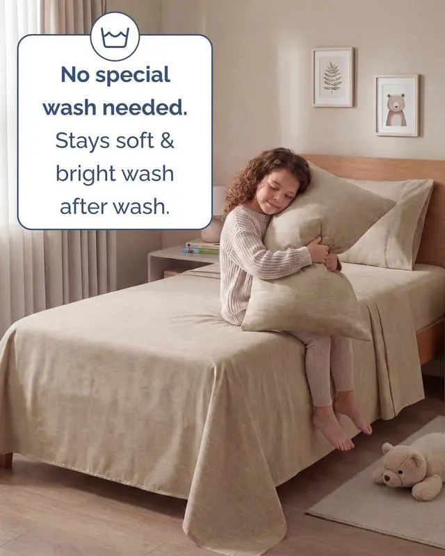 Alt view image 6 of 7 - Twin 4 Piece Sheet Set - Comfy Breathable & Cooling - Soft Hotel Luxury Bedding Set with 8-16 Inch Deep Pockets - 1 Flat & 1 Fitted Sheet & 2 Pillowcases - Wrinkle Free & Easy Care - Heathered Beige