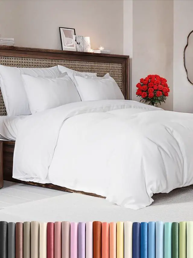 Main image of Duvet Cover Queen Size Set - Extra Soft Queen Duvet Cover 90" x 90" with 2 Pillow Shams for Women, Men, Kids & Teens - Hotel Luxury, Easy-Care w/Zipper Closures & Ties - Comfy and Breathable (White)