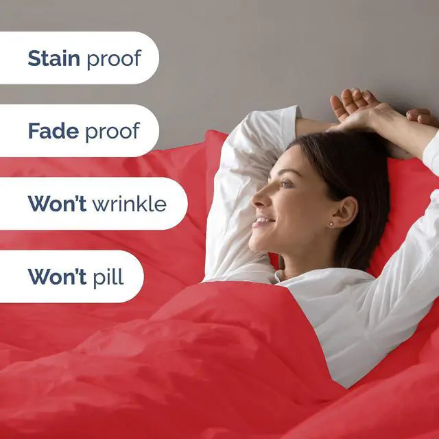 Alt view image 5 of 7 - Duvet Cover Cal King Size Set - Extra Soft Cal King Duvet Cover 104" x 98" with 2 Pillow Shams for Women, Men, Kids & Teens - Hotel Luxury w/Zipper Closures & Ties - Comfy, Cozy & Breathable (Red)