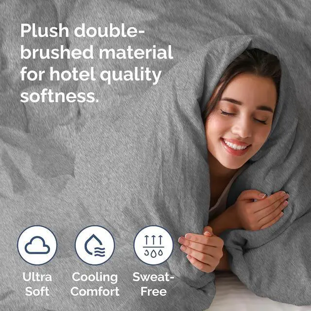 Alt view image 3 of 7 - Duvet Cover Queen Size Set - Extra Soft Queen Duvet Cover 90" x 90" with 2 Pillow Shams for Women, Men, Kids & Teens - Comfy, Breathable, Hotel Luxury with Zipper Closures and Ties (Heathered Grey)