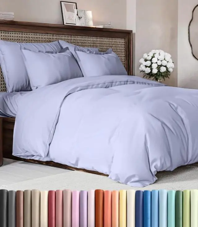 Main image of Duvet Cover Queen Size Set - Extra Soft Queen Duvet Cover 90" x 90" with 2 Pillow Shams for Women, Men, Kids & Teens - Hotel Luxury, Easy-Care w/Zipper Closures & Ties - Comfy & Breathable (Lavender)
