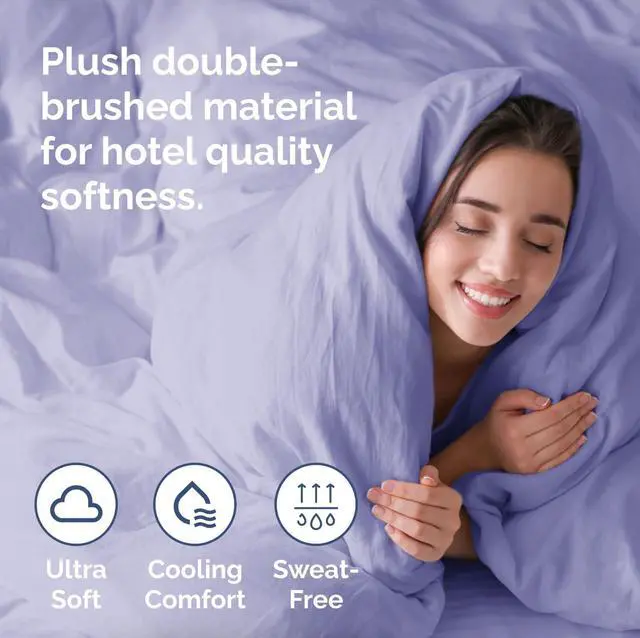 Alt view image 3 of 7 - Duvet Cover Queen Size Set - Extra Soft Queen Duvet Cover 90" x 90" with 2 Pillow Shams for Women, Men, Kids & Teens - Hotel Luxury, Easy-Care w/Zipper Closures & Ties - Comfy & Breathable (Lavender)