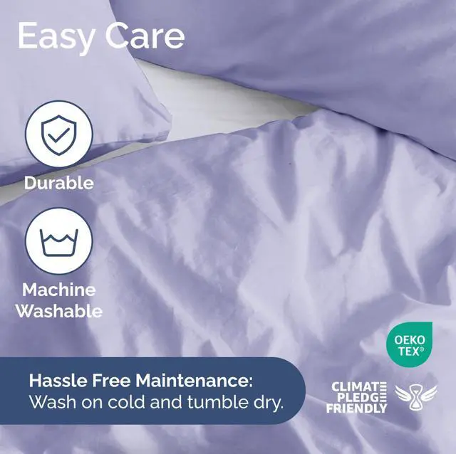 Alt view image 6 of 7 - Duvet Cover Queen Size Set - Extra Soft Queen Duvet Cover 90" x 90" with 2 Pillow Shams for Women, Men, Kids & Teens - Hotel Luxury, Easy-Care w/Zipper Closures & Ties - Comfy & Breathable (Lavender)