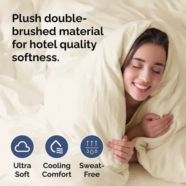 Alt view image 3 of 7 - Duvet Cover Cal King Size Set - Extra Soft Cal King Duvet Cover 104" x 98" with 2 Pillow Shams for Women, Men, Kids & Teens - Hotel Luxury w/Zipper Closures & Ties - Comfy & Breathable (Off White)