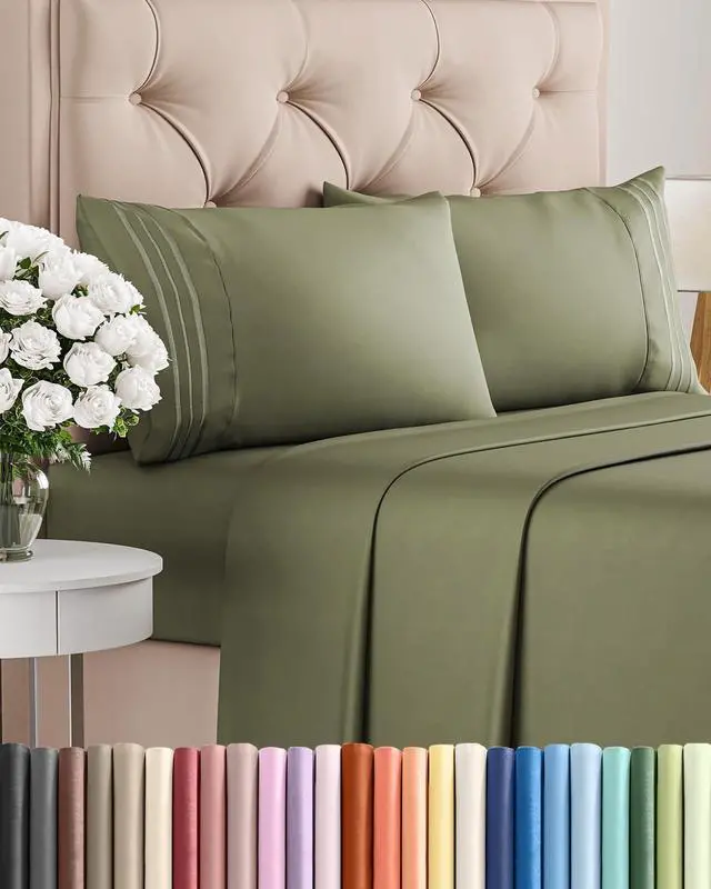 Main image of King Size 4 Piece Sheet Set - Comfy Breathable & Cooling Sheets - Hotel Luxury Bed Sheets for Women and Men - Deep Pockets, Easy-Fit, Soft and Wrinkle Free Sheets - Sage Green Oeko-Tex Bed Sheet Set